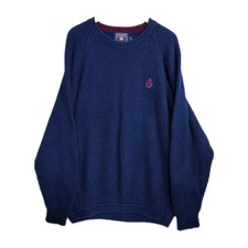 Vintage Chaps Ralph Lauren Sweater Mens XL Ribbed 100 Cotton Blue 90's