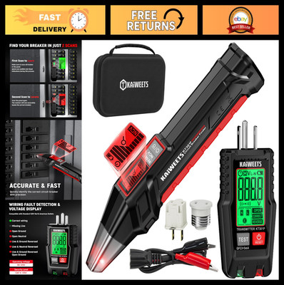 Circuit Breaker Finder & GFCI Outlet Tester with LCD Display, NCV Tool & Case