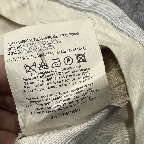 Loro Piana Zanella Tasmanian Super 130s 100% Wool Khaki/BrownPants Men's Size 35 - Picture 8 of 17