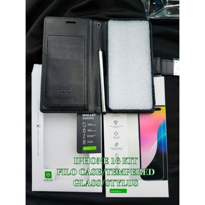 CLICK Wallet Series iPhone 16 Case w/Tempered Glass/stylus/A-C CABLE BUNDLE $19