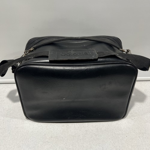 Vintage Colonial 2 Ball Bowling Ball Bag Case with Inner Rack Black Leather - Picture 7 of 8