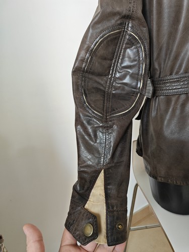 Belstaff Centaur Leather Jacket, Malenotti Era, Antique Black Brown, Gold,Size L - Foto 9 di 18