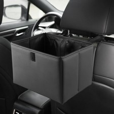 Leather Car Trash Can for Back Seat 2 in 1 Car Garbage Bin Storage Organizer