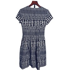 Eliza J | Womens Houndstooth Fit and Flare Zip Front Dress Black White | Size 2