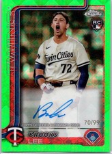 2025 Topps Chrome Logofractor RC Auto Green #RA-BL Brooks Lee #/99 Twins