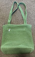 The SAK Crochet Shoulder Bag Purse Tote Woven Green Handbag