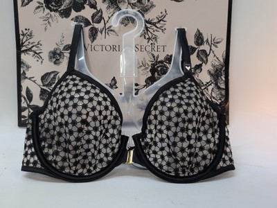 Victoria Secret Unlined Demi Starbrust Closure Bra 32DD Black