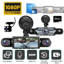 Dash Cam 4 Channel 360  Front Rear Inside DashCam, HD 1080P Car Camera  64GB