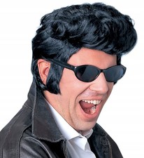 Retro Schwarze Perücke mit Pony 50er 60er 70er Rockabilly Kostüm