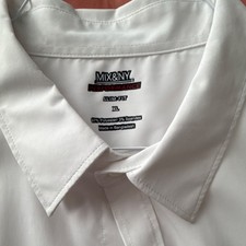 Mix NY Performance Slim Fit Dress Shirt White XL Long Sleeve Polyester Spandex