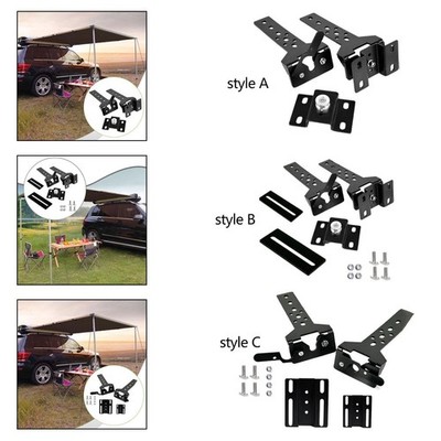 2 Pieces Car Side Awning Bracket Fastener Set Metal Easy Use Black Quick Setup
