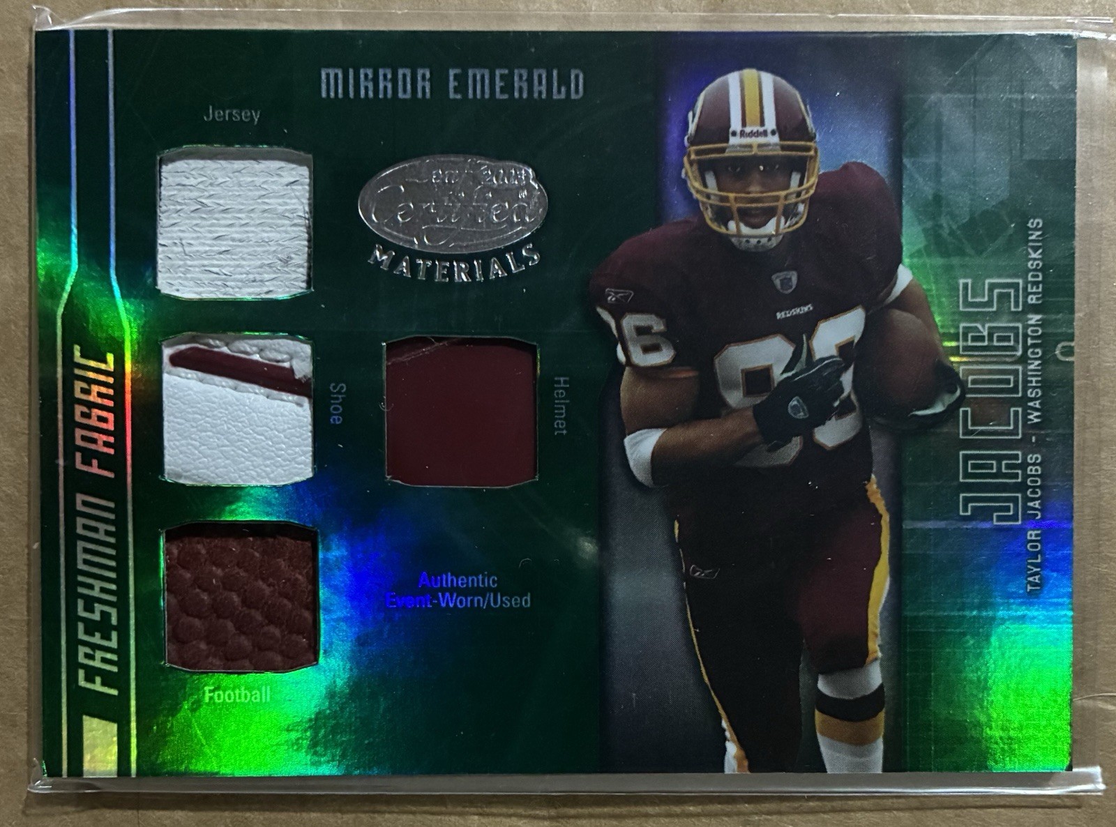 Taylor Jacobs 2003 Leaf Certified Freshman Fabric Mirror Emerald /5 Patch Helmet