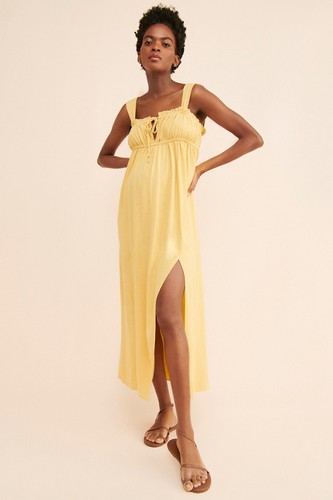 The Frolic Women Maternity Tiki Dress Yellow M