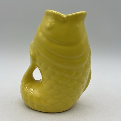 Small Bistro Brights Yellow Gurgling Gluggle Jug Koi Fish Pitcher Creamer 5''