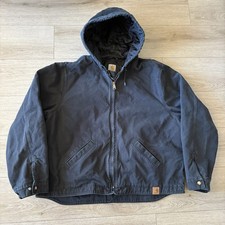 Carhartt 100733-001 Men s Quilt-Lined Hooded Canvas Duck Jacket Black Size 2XL