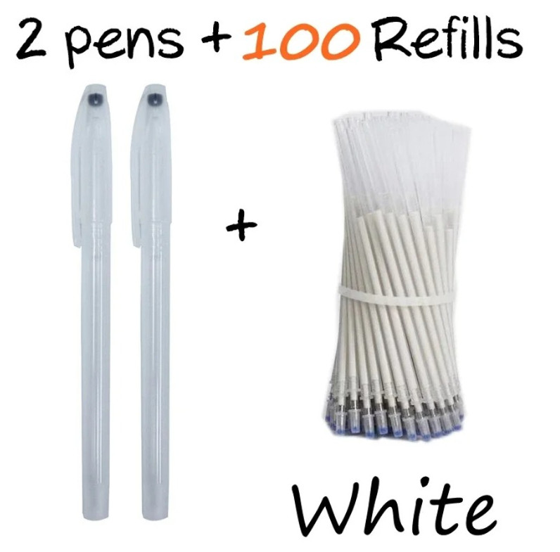 102pcs Heat Erasable Fabric Marker Refills Set with 2 Pen Holders - NEW