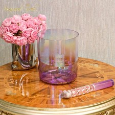 Crystal Soul Quartz Healing Crystal Singing Bowl 432Hz Purple with Accessories