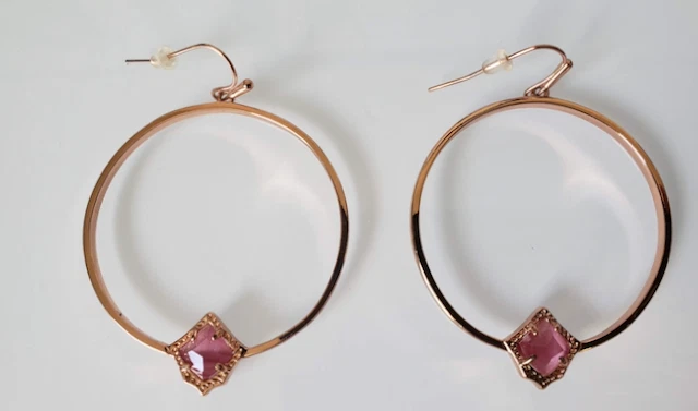 Pendientes de aro Kendra Scott piedra rosa oro rosa* Foto 2 de 4