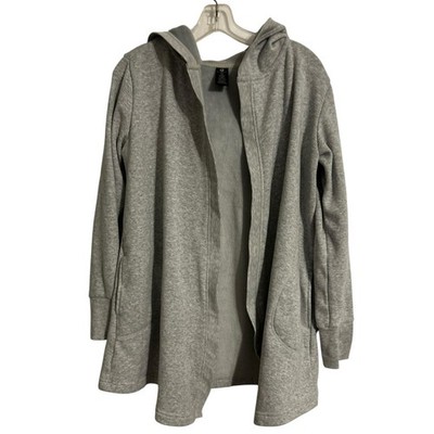 Active Life Heather Gray Hoodie Open SZ SM Fleece Soft Terry Inside Pockets 