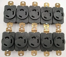 Lots of 10 Legrand WC596/77-1 Turnlok 30A 250V Plug Receptacles L6-30-R Black