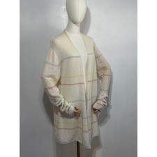 IN Cashmere Open Midi Striped Cardigan L Pastel Soft Girl Spring Easter