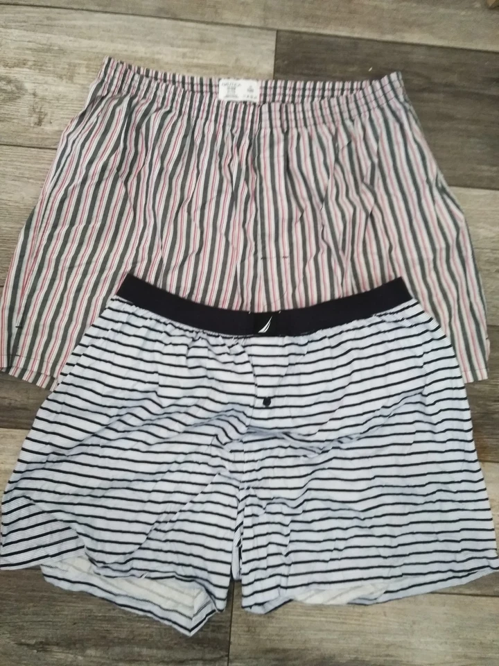 De colección. Boxer Shorts Nautica AZUL MARINO Y GRIS ROJO RAYAS TALLA XL (2) 100% - ALGODÓN Foto 3 de 4