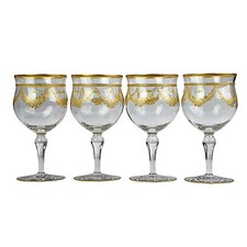 Antike Josephinenhütte, 4 x Kelche, kunstvoll vergoldet