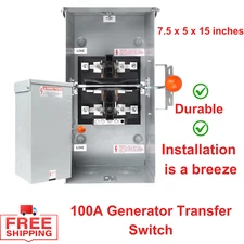 100A Generator Transfer Switch, 120V/240V, 24000W, NEMA 3R, Manual Double-Throw