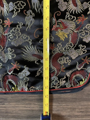 Japanese Asian Kimono Dress Robe Black With Red Dragon Size 42 VTG - Picture 13 of 19