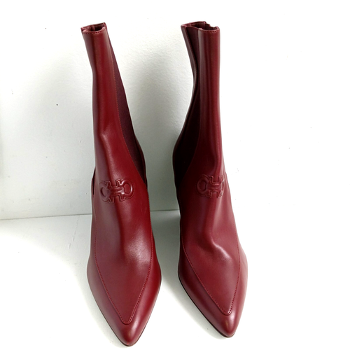 SALVATORE FERRAGAMO BOOTS MARINEO CHELSEA LEATHER GANCINI $1,050 WOMEN'S Size 9C - Picture 5 of 17
