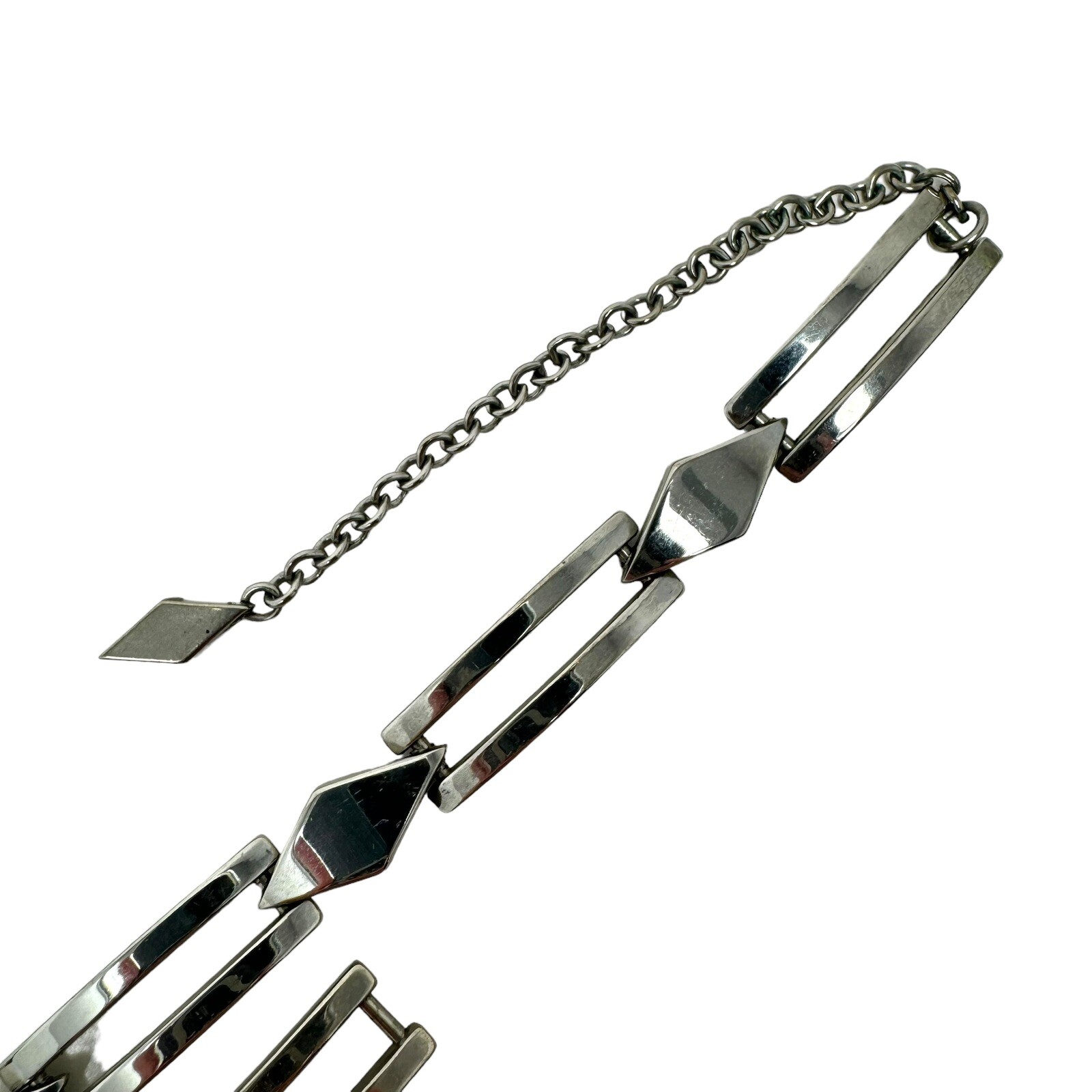 Vintage Silver Tone Curved Rectangular Link Neckl… - image 10