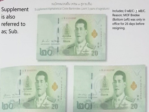 Thailand HRH Maha Vajiralongkorn's 5th Cycle birthday P-0126 B1 & 1 King X 20B. - Picture 6 of 24
