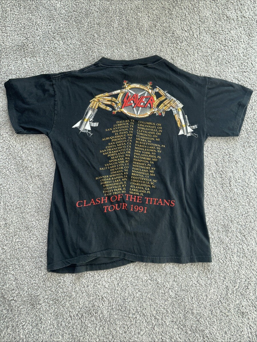 Vintage 1991 Slayer Clash Of The Titans Tour T Shirt Sz M