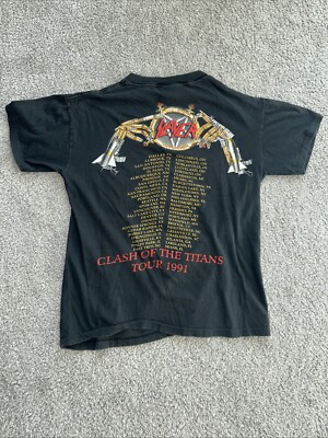 Vintage 1991 Slayer Clash Of The Titans Tour T Shirt Sz M