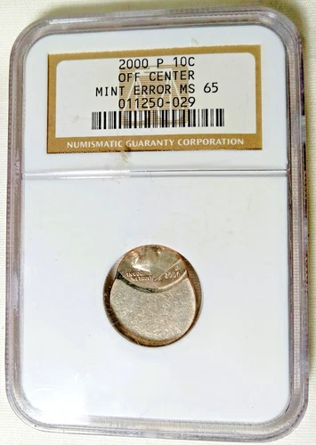 2000-P Roosevelt Dime NGC MS65 Dated 80% Way Off Center Dime Mint Error!