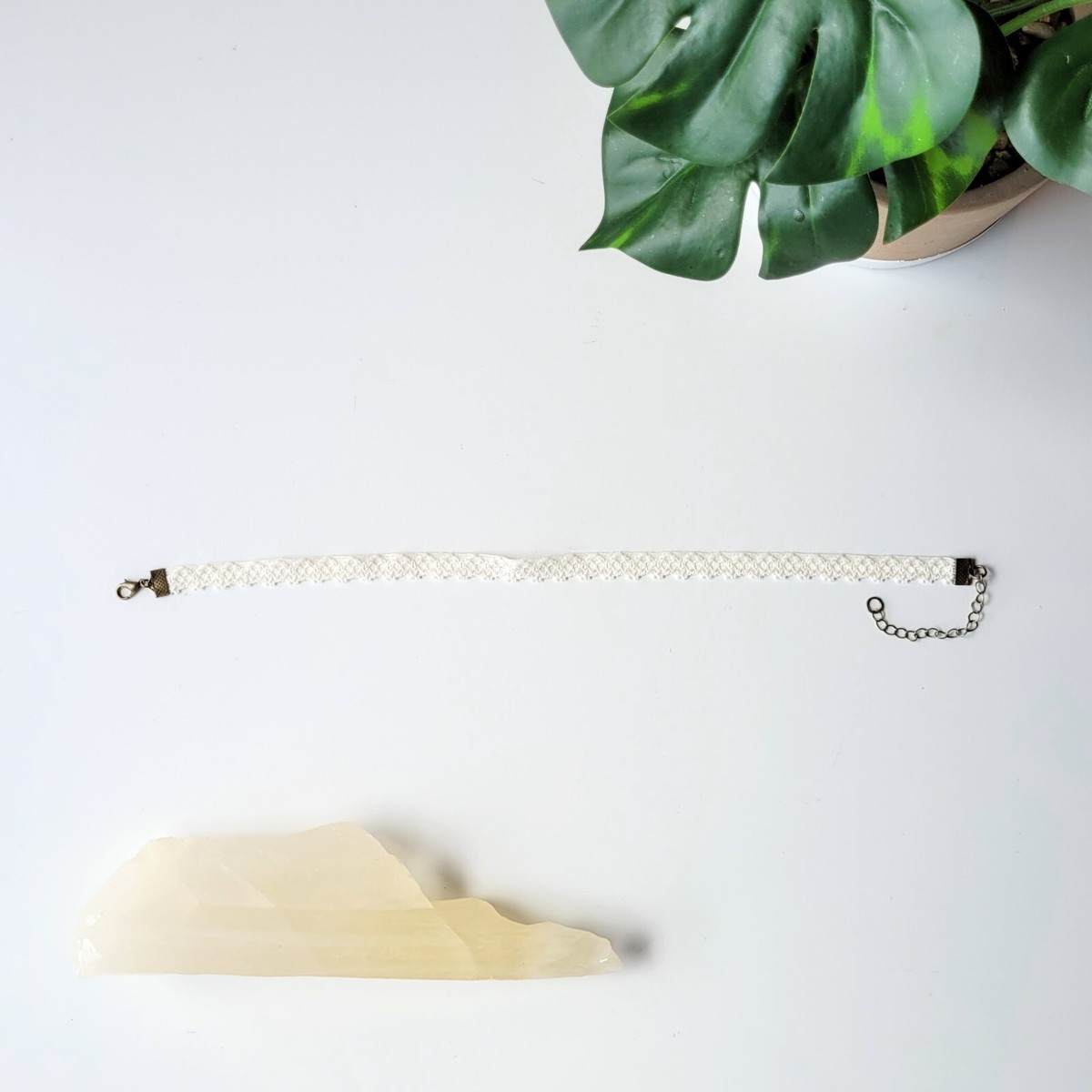 Thin White Lace Choker Dainty Ivory Stretch Necklace | eBay