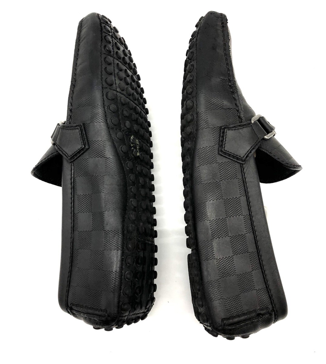 LOUIS VUITTON Black DAMIER HOCKENHEIM LEATHER CHECKERBOARD LOAFER~Sz 7 US Men s-l400.jpg main image 4