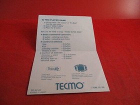 Tecmo Super Bowl Nintendo NES Quick Reference Insert Sheet ONLY