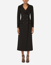 Dolce&gabbana Double Breasted Black Wool Coat With Dg Buttons New W/ Garment Bag