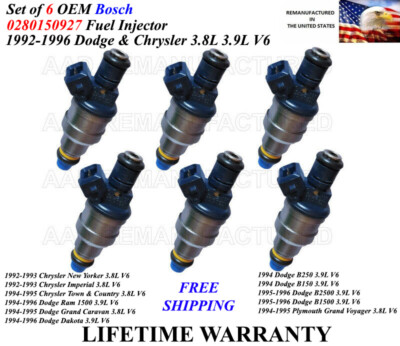 Genuine Bosch Set Of 6 Fuel Injectors for Dodge & Chrysler & Plymouth 3.8L 3.9L