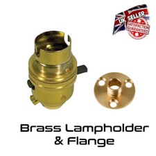 Brass Lamp Holder Switched  Bayonet BC  Bulb Holder 1/2" & Flange Plate *UK*