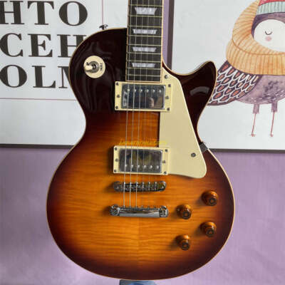 Customized Dark Sunburst Standard Electric Guitar Mahogany Body Flamed Maple Top