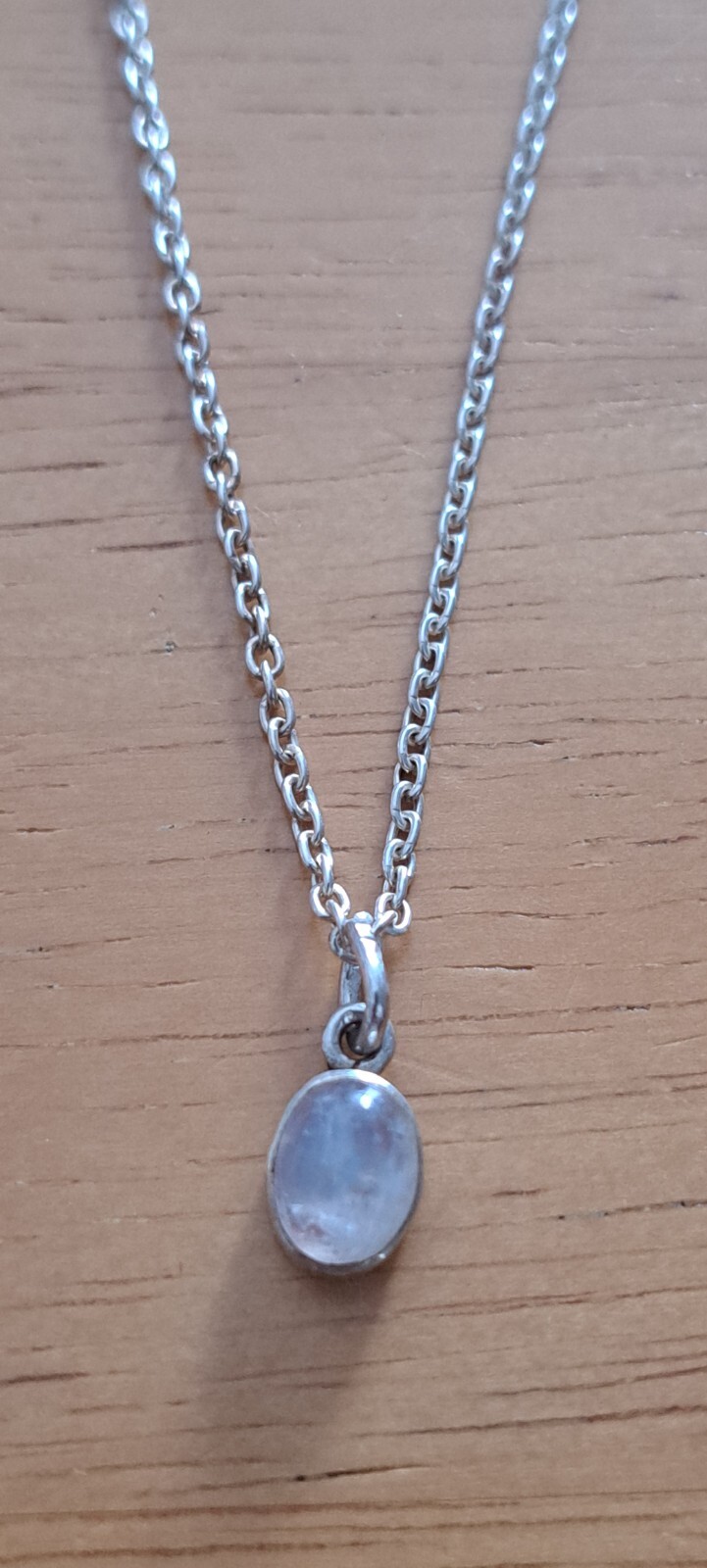 925 Solid Silver Cabochon Moonstone Necklace, 18i… - image 14