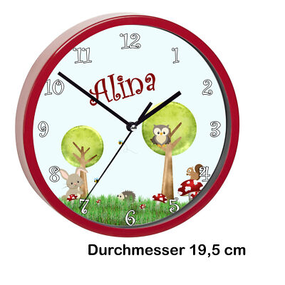 Personalisiert Wanduhr Kinderzimmer – Traktor-Motiv, Schwarz, 19,5 Cm Durchmesser, Mit Name