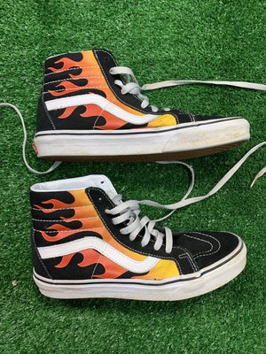 high top vans with flames