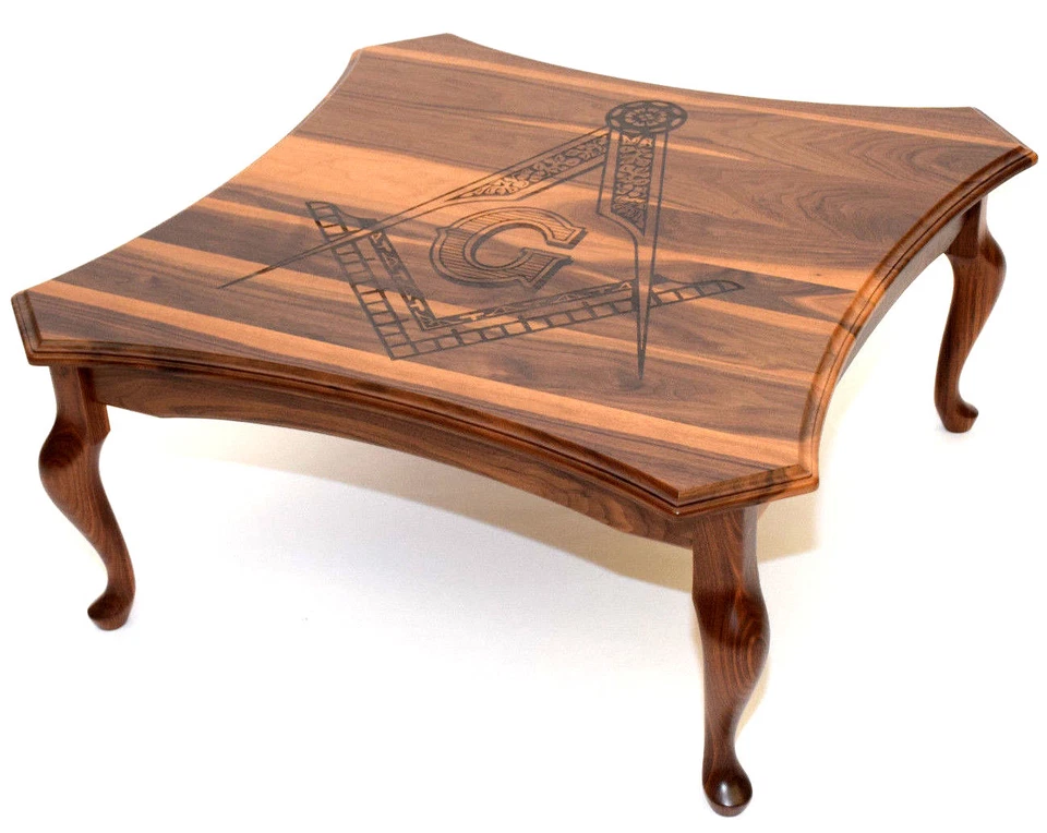 Massive Masonic Walnut Handmade Table 35x35 共济会戒指 Lodge Knights Templar — 第 4/4 张图片