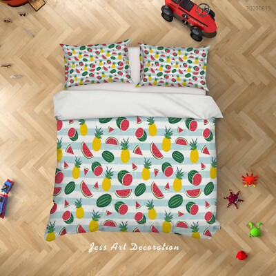 3D Watermelon Pineapple Pattern Quilt Cover Set Bedding Sets Pillowcases Queen