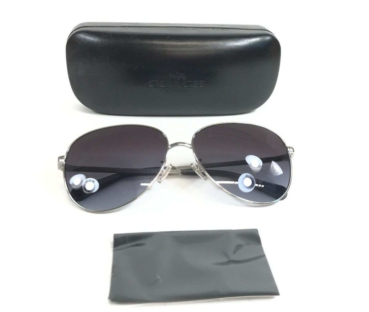 Coach Sunglasses HC7094 L1089 90018G Shiny Silver Frames w 