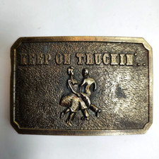 Vintage 1973 Keep On Truckin belt buckle James Lind Wyoming Studios Art Works