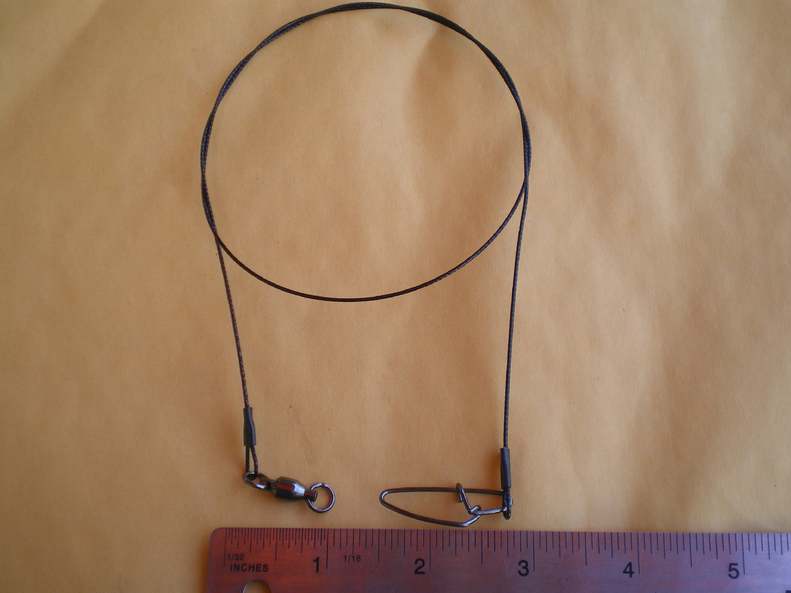 15 STAINLESS STEEL WIRE SPINNER LEADER  6" 150 LBS. TEST W/BALL BEARING SWIVEL